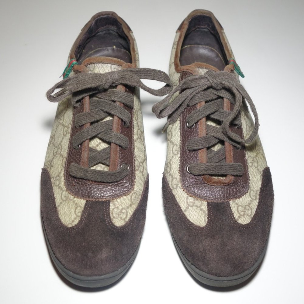 Gucci Brown and Beige Monogram Sneakers